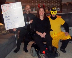 Decked out for a Halloween tradition, The Rocky Horror Picture Show, Dan, me and my brother Steve. 