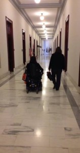 Jennifer and National Multiple Sclerosis Society, Michigan Chapter staff member Liz Trapp on the way to their next appointment in the House.