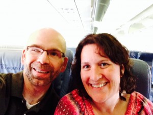 Us, in two regular airplane seats. Just like everyone else (wheelchair is stowed with the rest of the luggage).